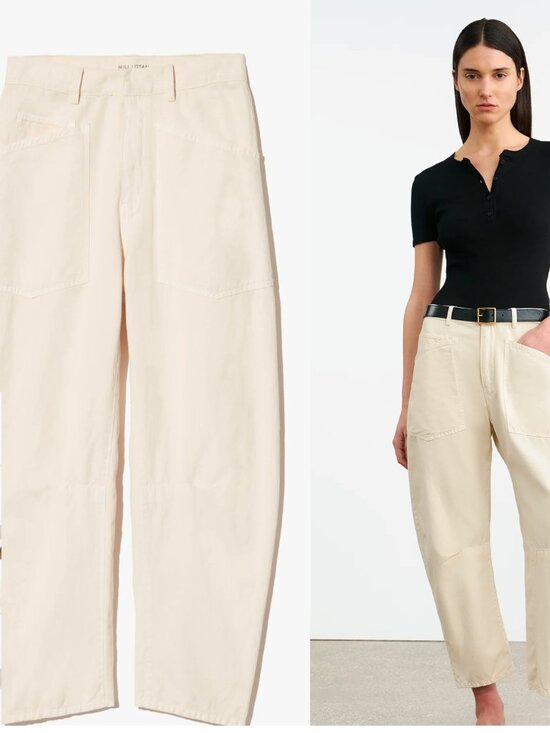 NILLI LOTAN SHON LINEN BARREL PANT in STONE  2 - Picture 8 of 8